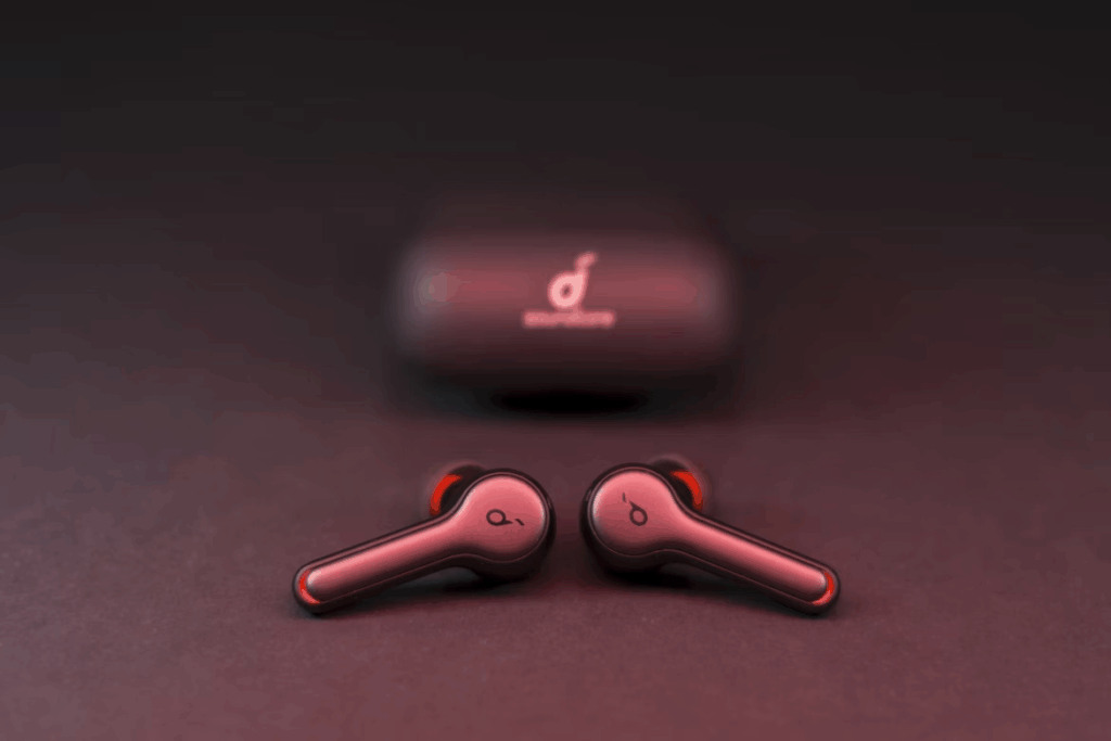 Anker Soundcore budget earbuds with charging case on dark background
