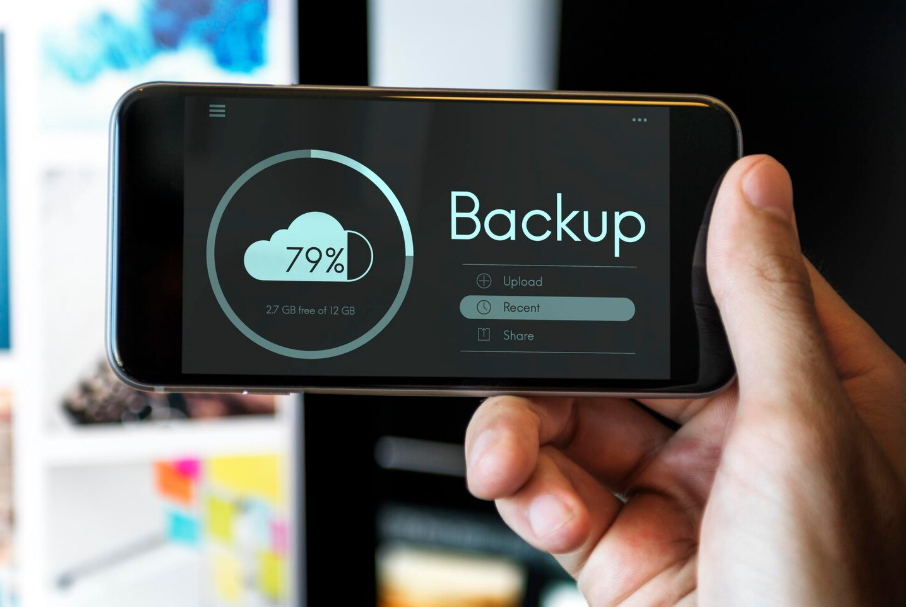 Cloud storage explained with phone showing 79 percent backup progress